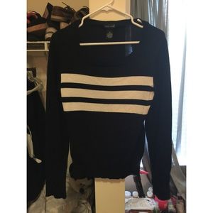 Black Sweater with White Stripes