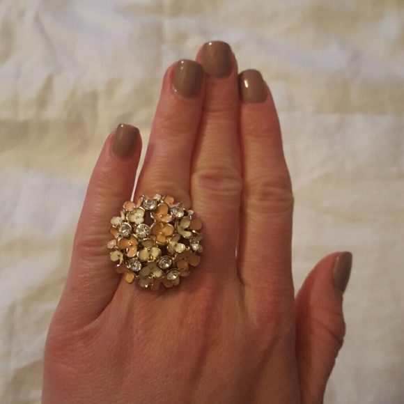 Flower and faux diamond ring