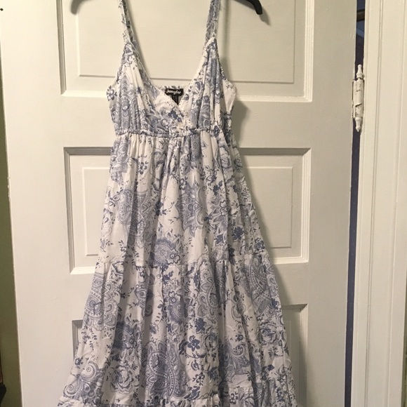 Blue and white long dress