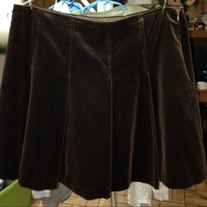 Brown Velvet Mini Skirt