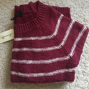 Burgundy and Cream Striped Sweater