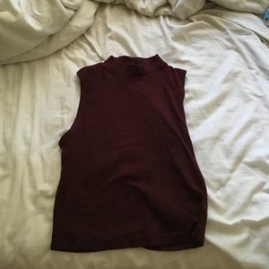 Turtle Neck Maroon Topshop Tank Top