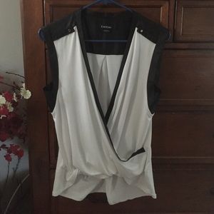 White and black bebe top