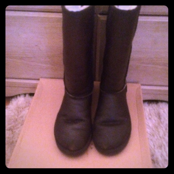 Chocolate Brown Leather Tall Uggs