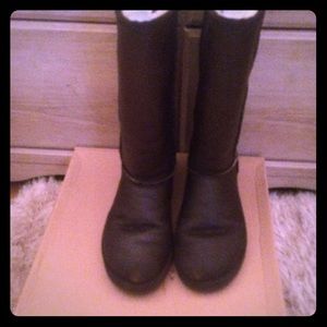 Chocolate Brown Leather Tall Uggs