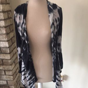 Hooded tie dye open cardigan