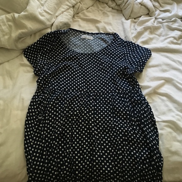 Navy Blue and Polka Dots Baby Doll Dress AA