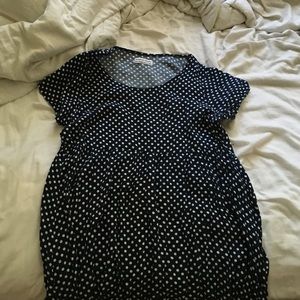 Navy Blue and Polka Dots Baby Doll Dress AA