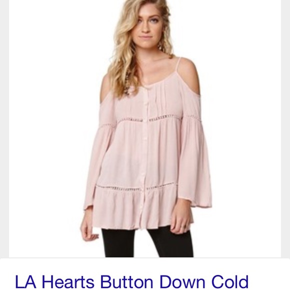 la hearts light pink off the shoulder dress