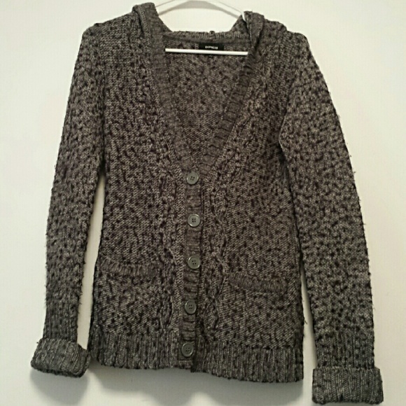 Express Sweaters - Express hooded button up sweater/knit jacket.