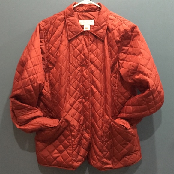 Red quilted jacket