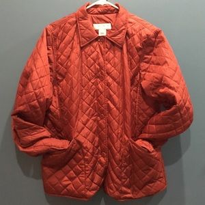 Red quilted jacket