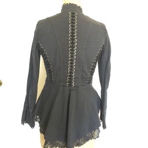 free People Navy Military Blazer