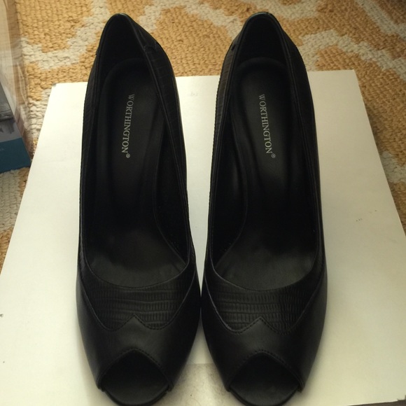 Black leather heels