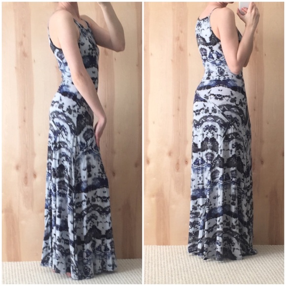 NWT GORGEOUS Blue Tie Die Maxi Dress - Picture 2 of 3