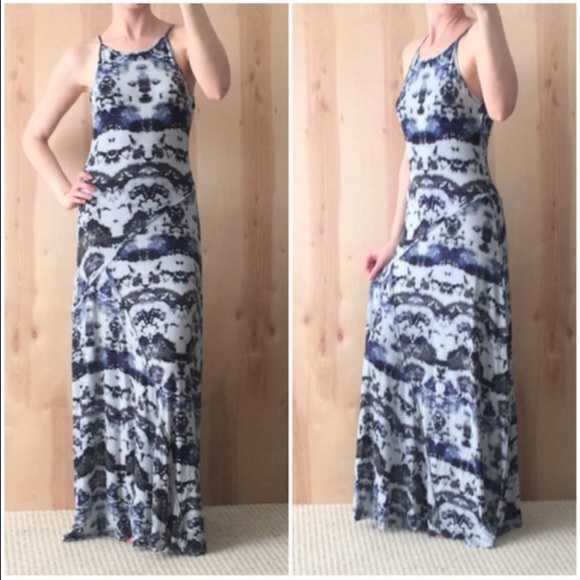 NWT GORGEOUS Blue Tie Die Maxi Dress - Picture 3 of 3