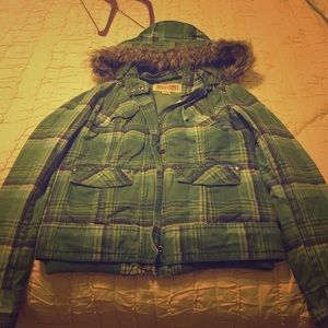 Green plaid mossimo supply coat size small