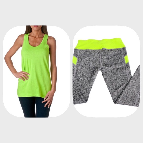 Boutique Tops Nwt Lime Green Relaxed Workout Tank Top