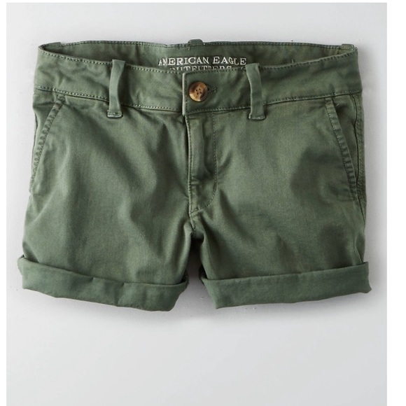 American Eagle Olive Green Midi Stretch Shorts