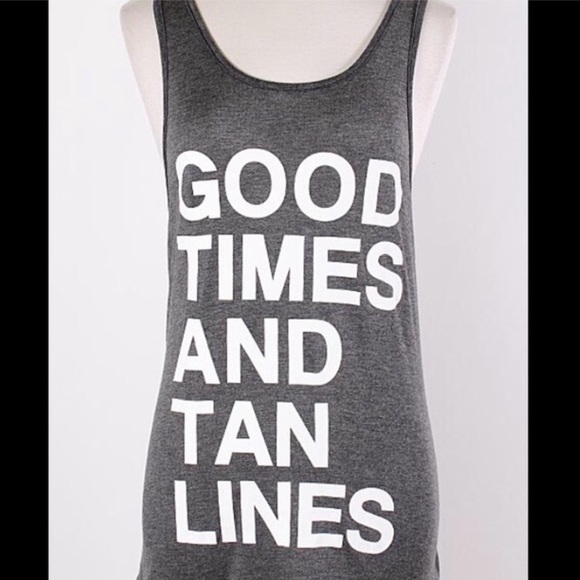 Good times and tan lines gray graphic tank top - Picture 4 of 4