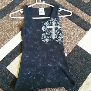 Black cross tank top