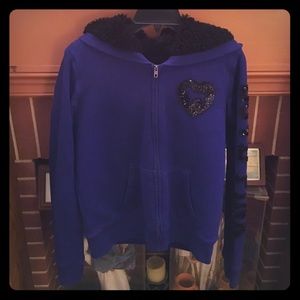 VS PINK Zip Up Bling & Fur Jacket