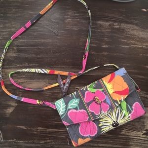 Vera Bradley Jazzy Bloom Wallet W/ CrossBody Strap