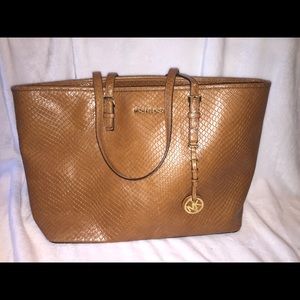 Michael Kors large embossed leather jet set tote