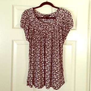 Style & Co black/cream/pink floral top