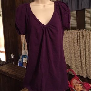 Caren Sport Purple Elastic Neckline Top 2x