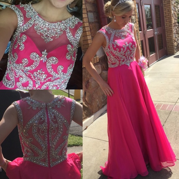 Gorgeous pink prom formal Jovani dress homecoming