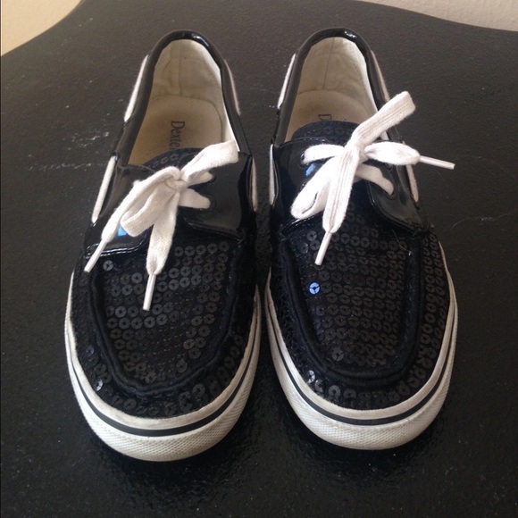 Black Sequin Boating/Frat Sneakers
