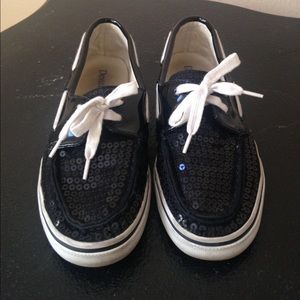 Black Sequin Boating/Frat Sneakers