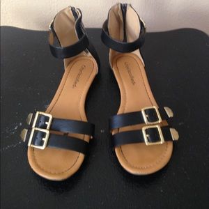 Black and Gold Gladiator Style Sandals