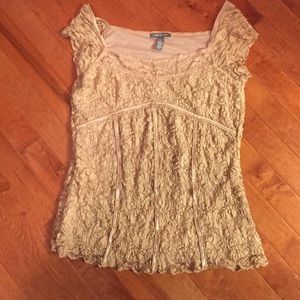 Corset style stretch lace top