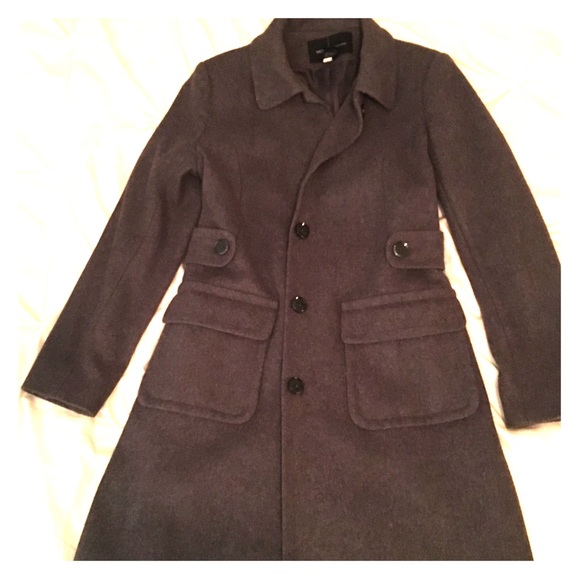 Knee length gray wool pea coat - size 8