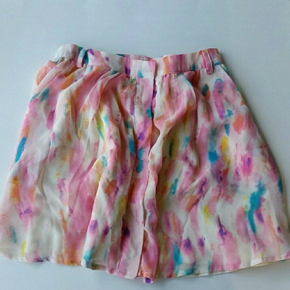 Rory Beca Pink Rainbow Watercolor Skirt - Picture 1 of 4