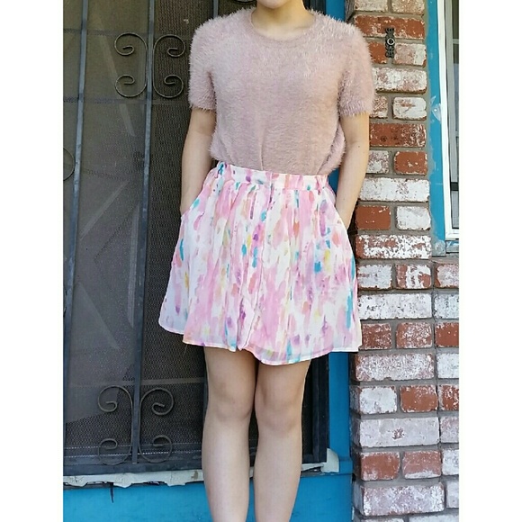 Rory Beca Pink Rainbow Watercolor Skirt - Picture 4 of 4