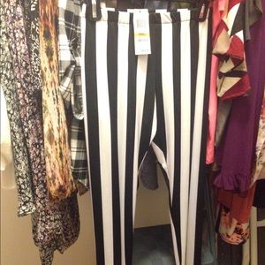 Black with white strips leggings