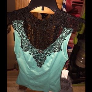 Teal colored dressy tank top