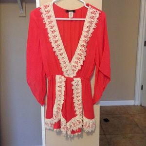 Pink and white romper