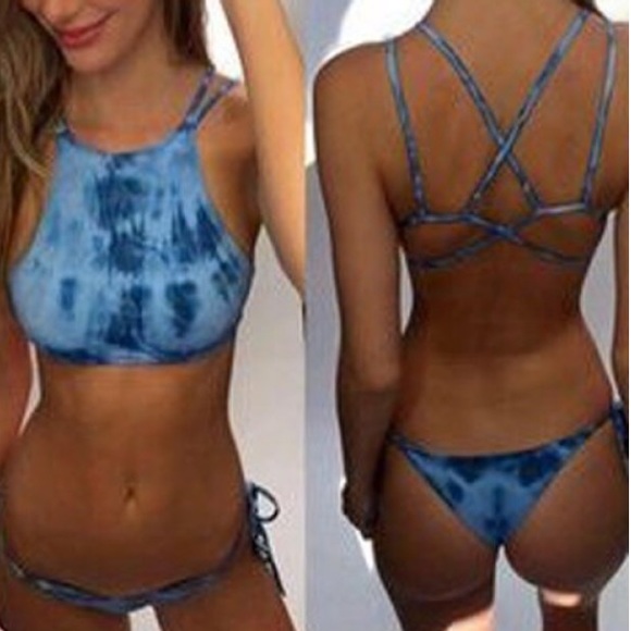 Acacia Swimwear Style Blue Tie Dye Bikini Top