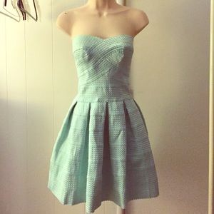 Strapless blue dress
