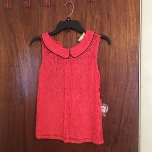 Princess Vera Wang Peter Pan Collar Coral Top