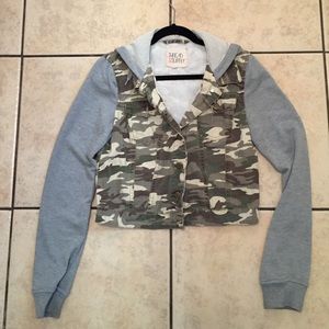 Thread & Supply cropped camo denim jacket