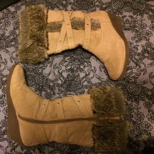 Nude furry boots