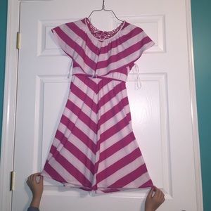 pink and white striped dress