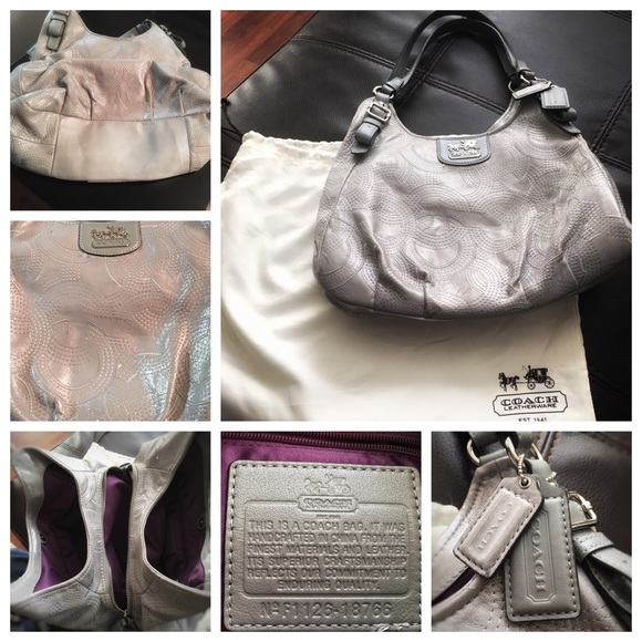 REDUCED! Coach silver leather Maggie bag