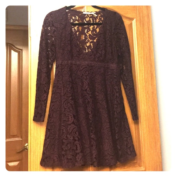Burgundy lace dress from urban outfitters.