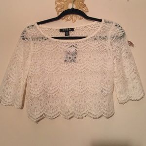 White lace cropped top